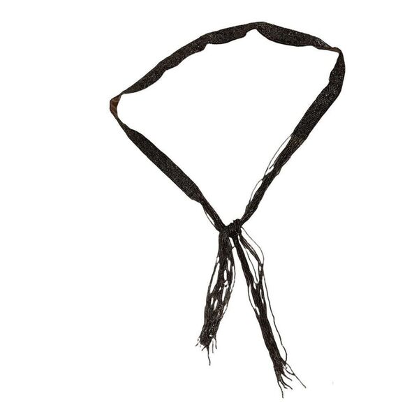 Beaded Belt Brown Tassel Tie Womens Fully Beaded Waist Belt Size Small / Medium - Picture 1 of 6